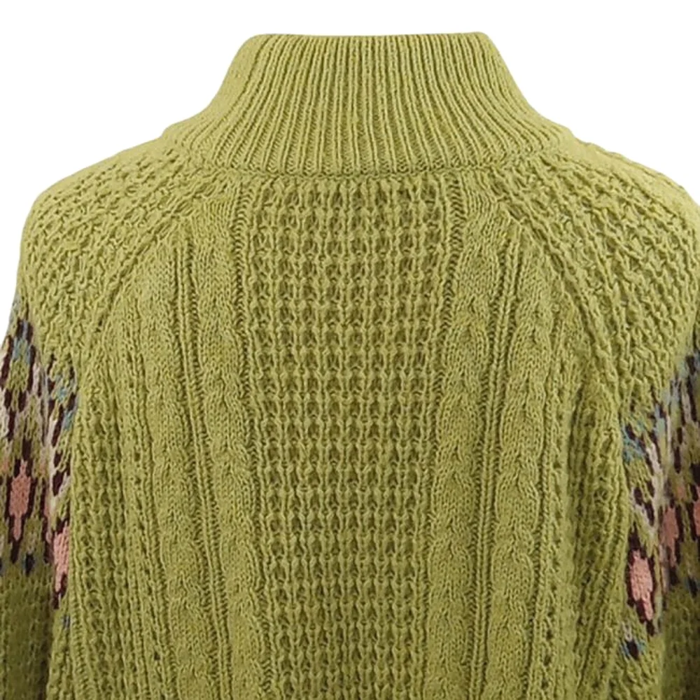 Sundance Olive Green Wool Blend Cable Kni Sweater Size Small